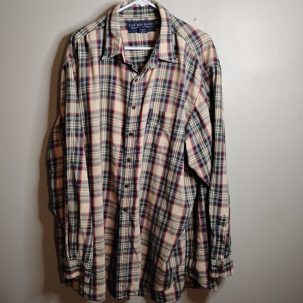Abercrombie & Fitch Men's XXL Plaid Cotton Long Sleeve Casual Button-Up Shirt